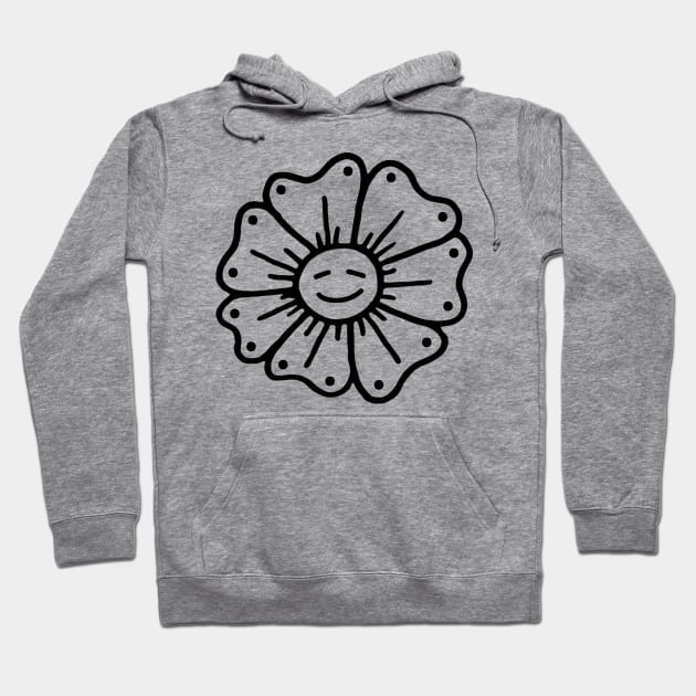 Cute Black And White Flower Doodle Art Hoodie by VANDERVISUALS